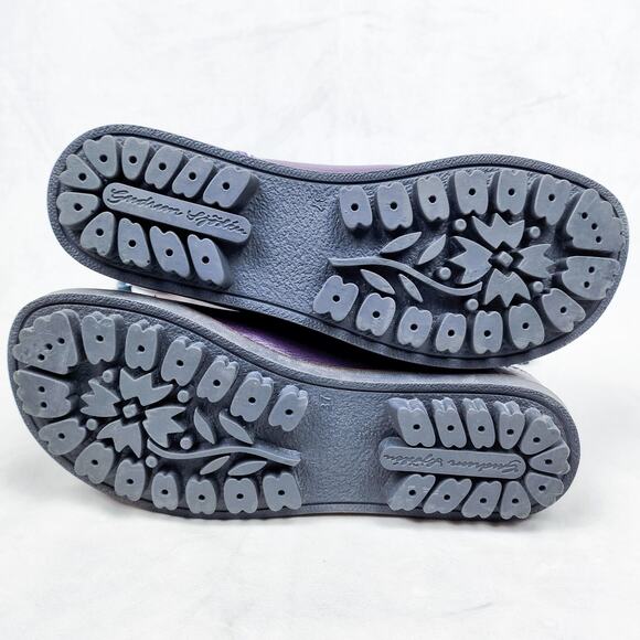 Gudrun Sjoden Purple Leather Boot Floral Embroidery Shabby Chic Boho Lagenlook - Picture 14 of 14